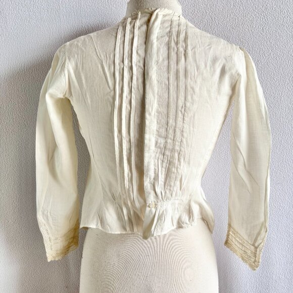 Antique Edwardian White Lacey Cotton Shirtwaist Blouse Bodice - Picture 4 of 16